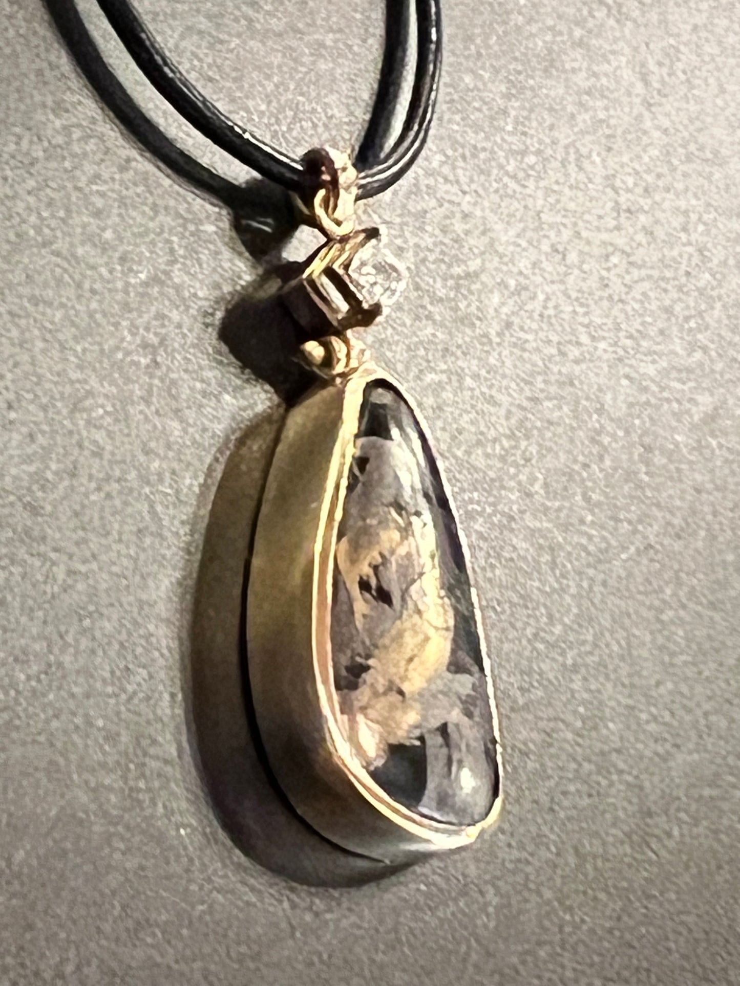 18K Magnatite Jade & Diamond Midnight Shimmer 14k One of a Kind Necklace