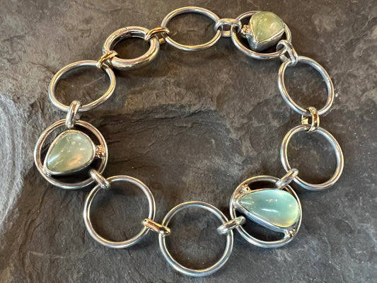 Full Circle Bracelet Sterling & 14K with Prehnite- One of a Kind