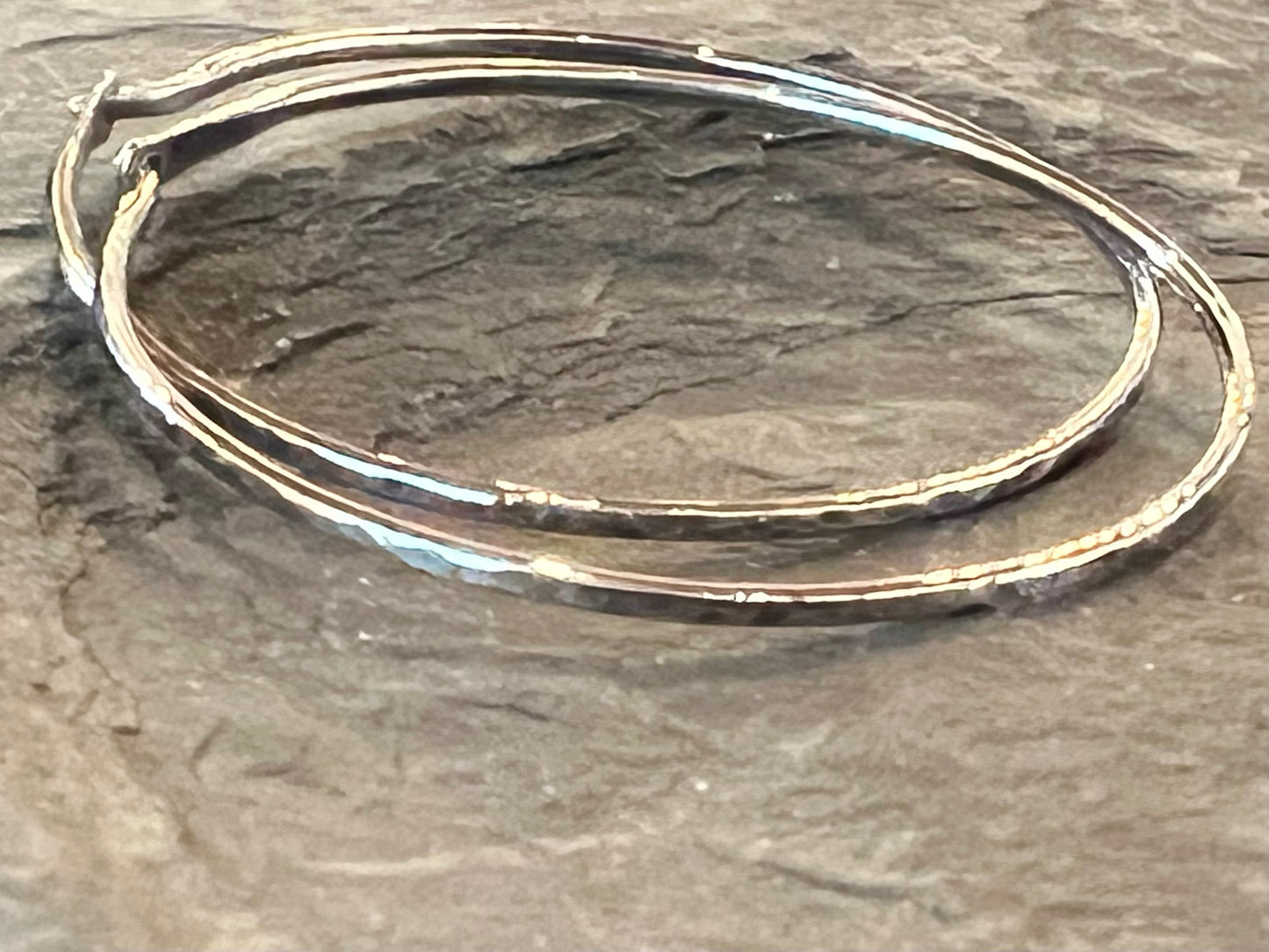 Hammered Hoop Earrings in Sterling Silver 1.25” - Minimalist