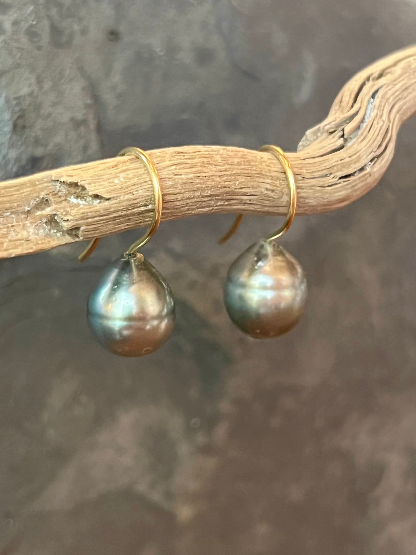 Shades of Gray Tahitian Pearl 14K Demi- Dangle - Minimalist Earrings