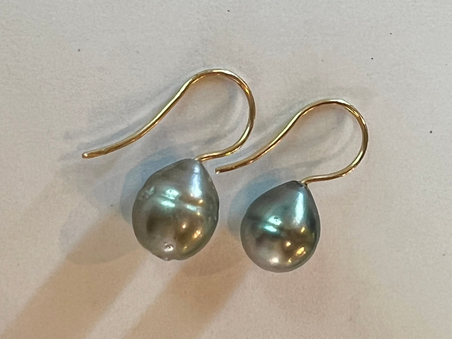 Shades of Gray Tahitian Pearl 14K Demi- Dangle - Minimalist Earrings
