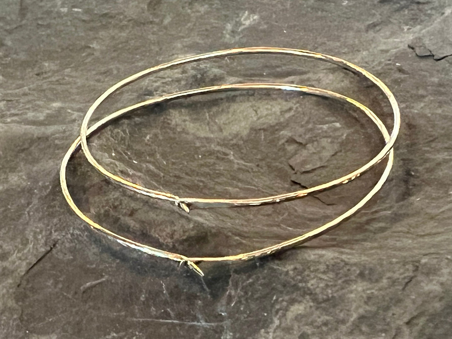 Hammered Hoop Earrings in 14K Yellow Gold 1.5” - Minimalist