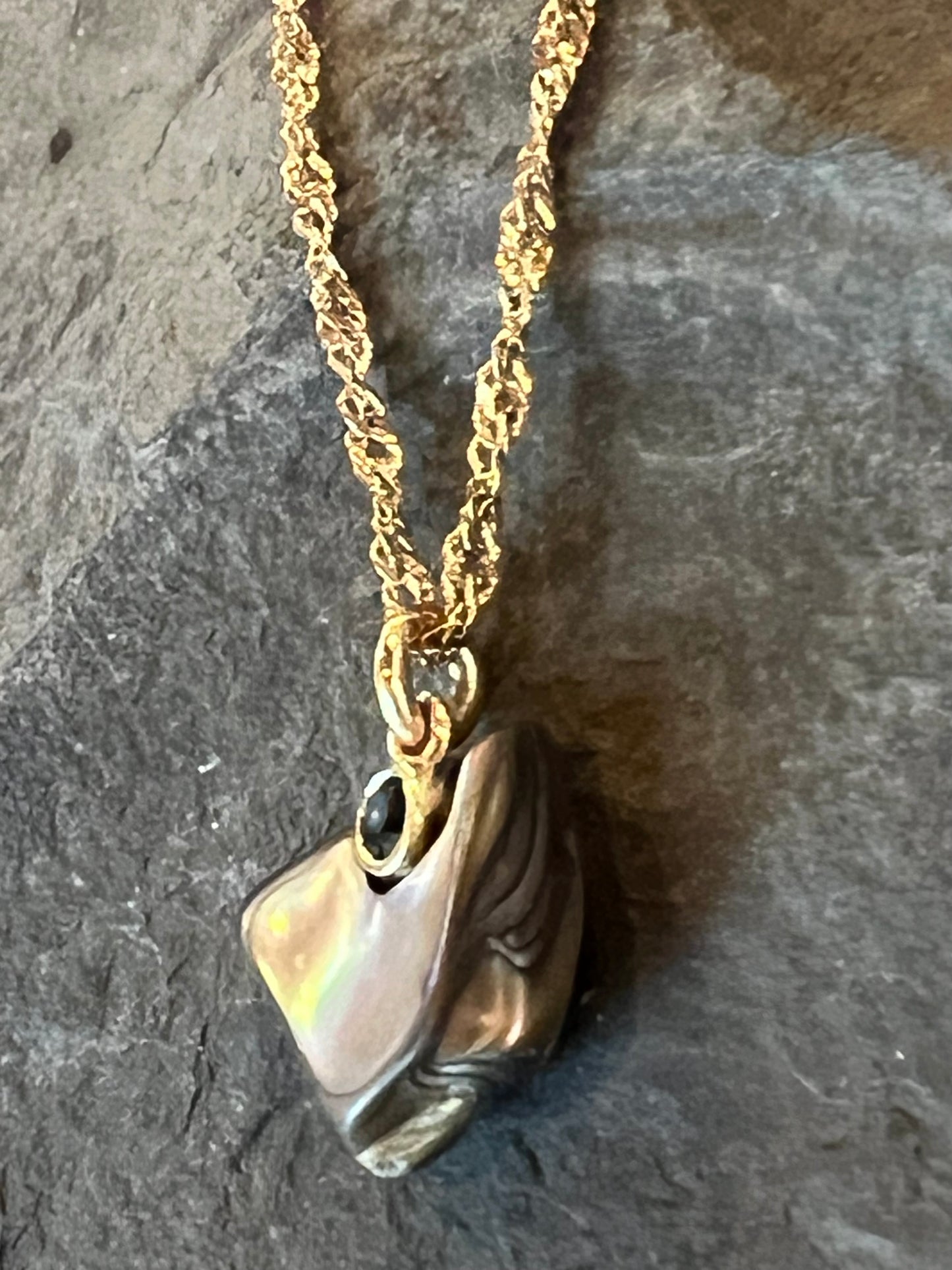 Abalone & London Blue Topaz Ocean Inspired 14k Necklace- One of a Kind