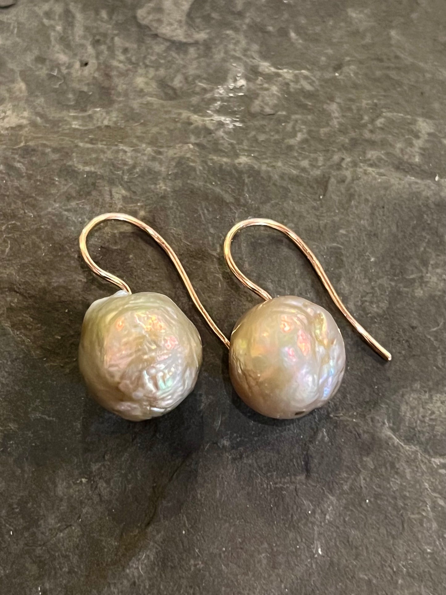 Blush Baroque Pearl Demi-Dangle Rose Gold - Minimalist Earrings