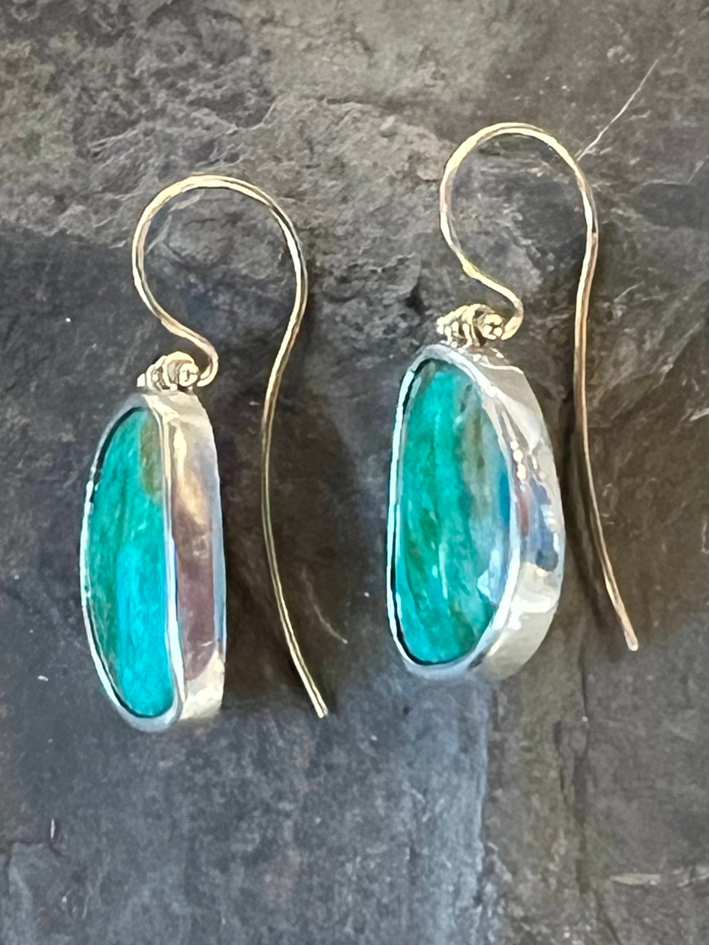 Hinged 14K & Sterling Peruvian Opal Drop Earrings - One of a Kind
