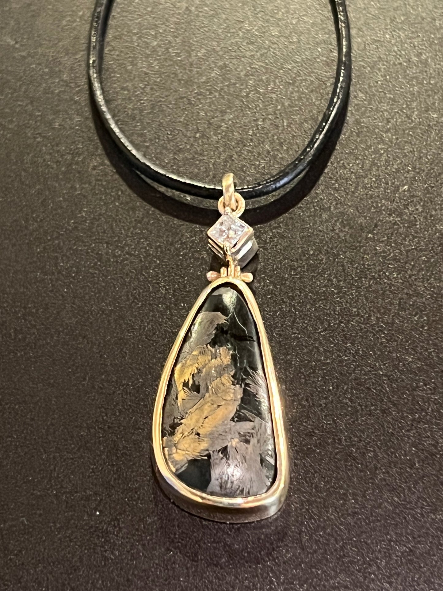 18K Magnatite Jade & Diamond Midnight Shimmer 14k One of a Kind Necklace