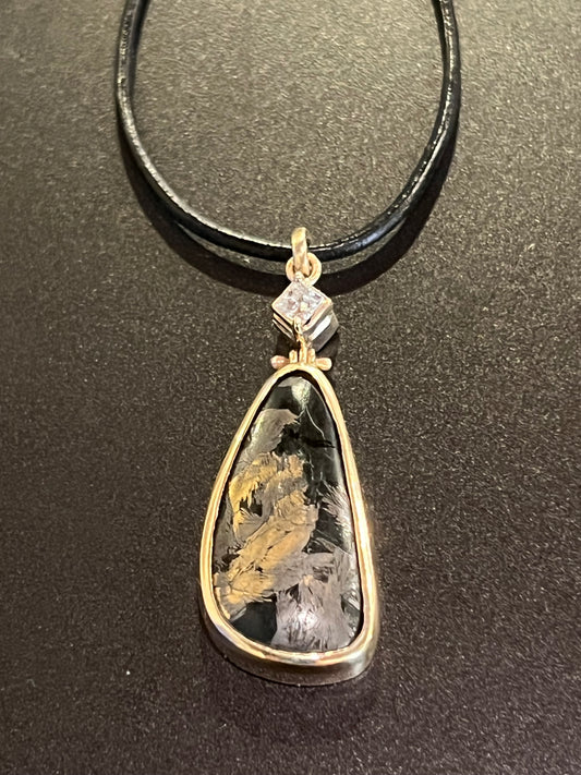 18K Magnatite Jade & Diamond Midnight Shimmer 14k One of a Kind Necklace
