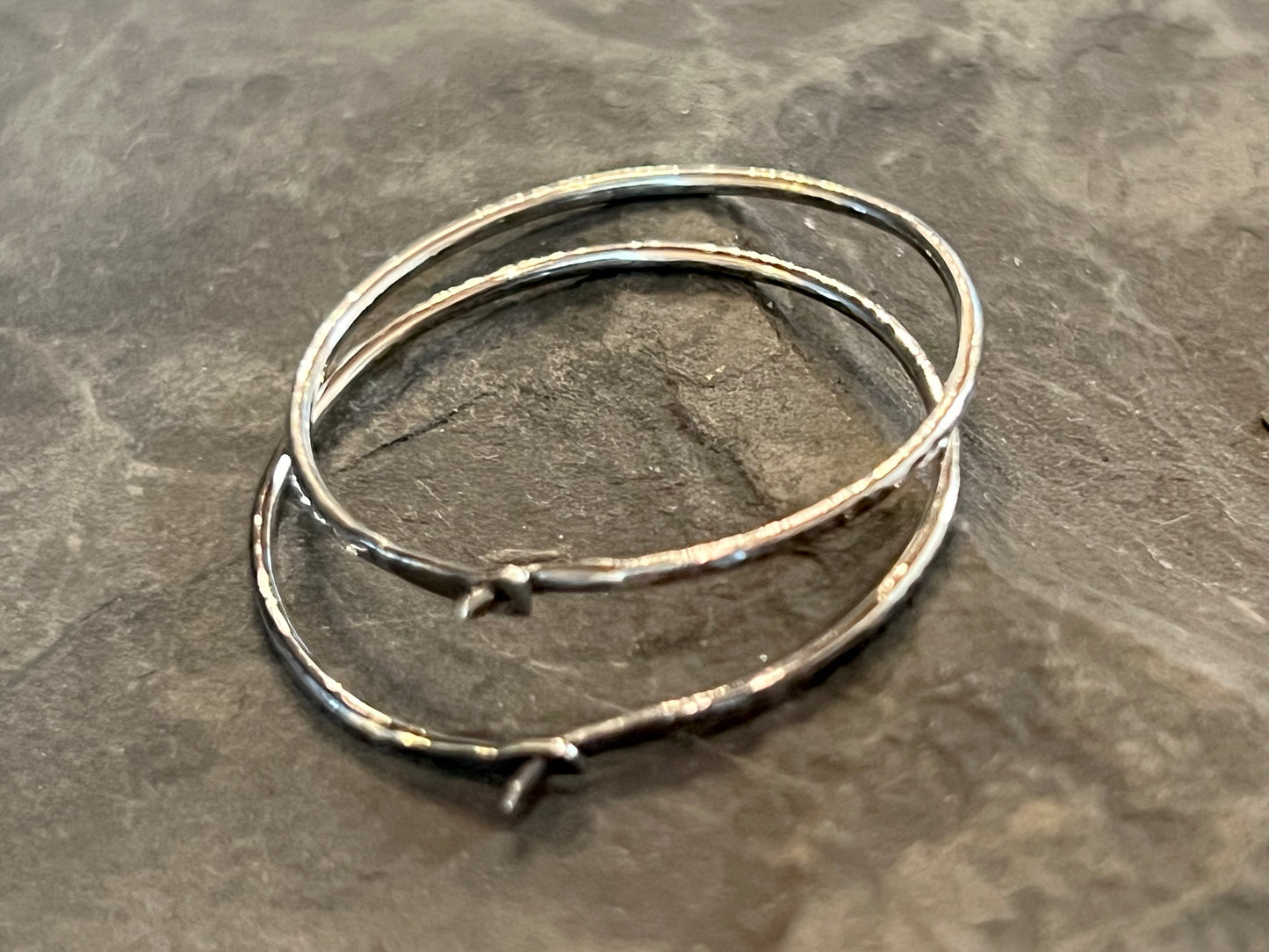 Hammered Hoop Earrings in Sterling Silver 1.00” - Minimalist