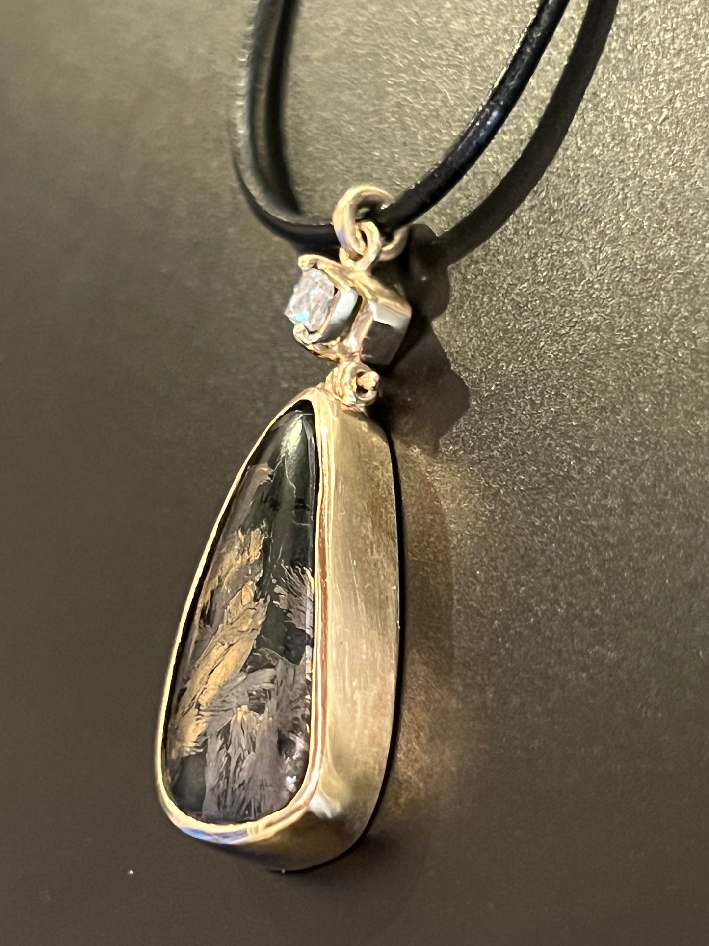 18K Magnatite Jade & Diamond Midnight Shimmer 14k One of a Kind Necklace