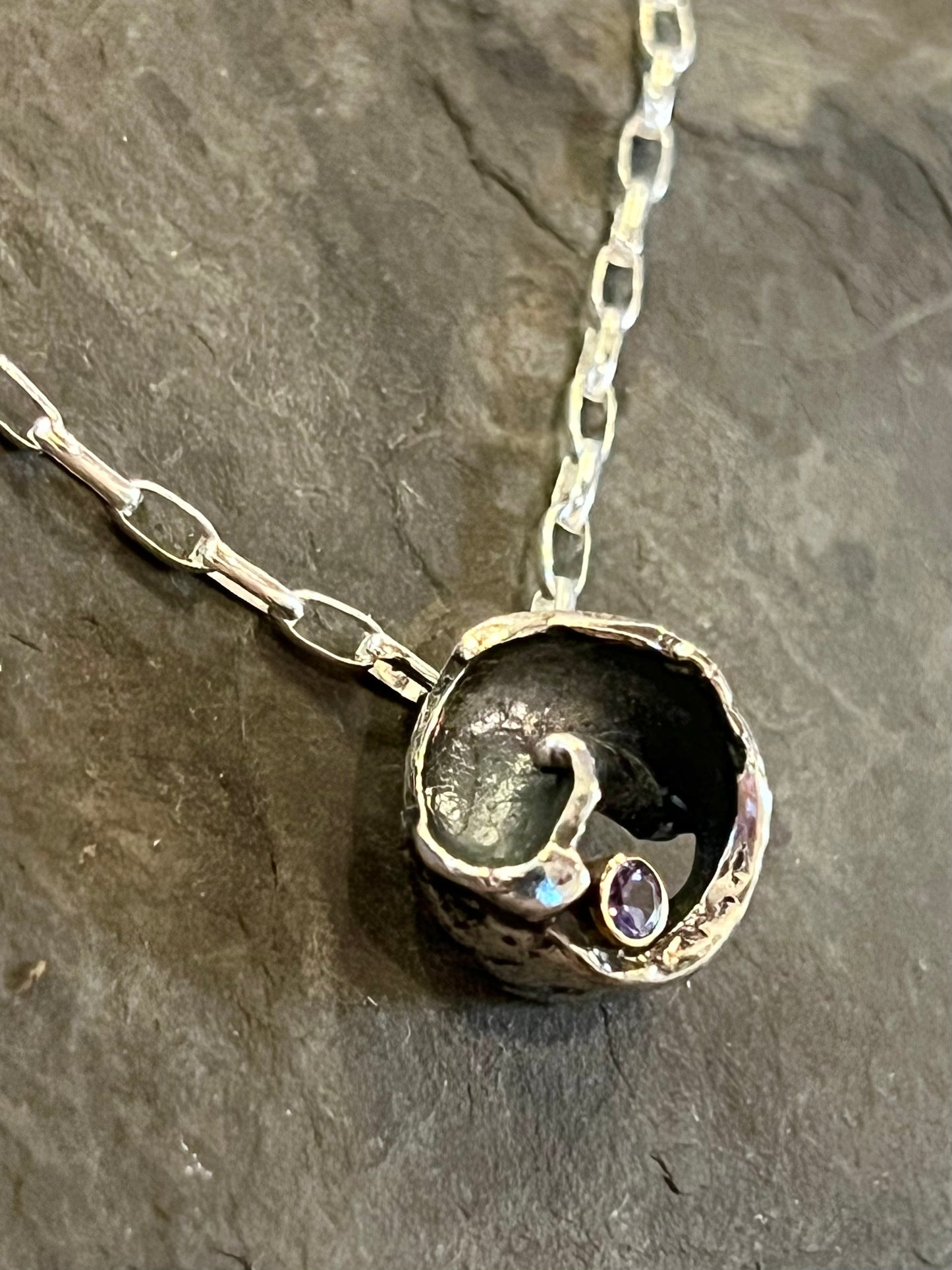 Sterling & 14K Conch Amulet with Tanzanite - Salt Series Necklace