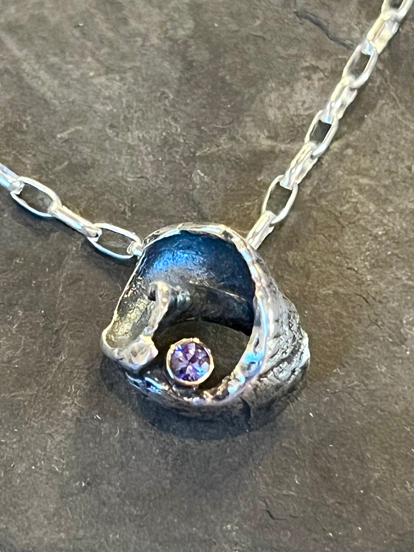Sterling & 14K Conch Amulet with Tanzanite - Salt Series Necklace