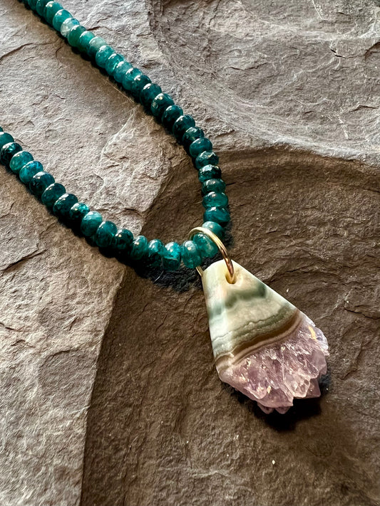 Druzy Amethyst Slab Pendant - One of a Kind Necklace