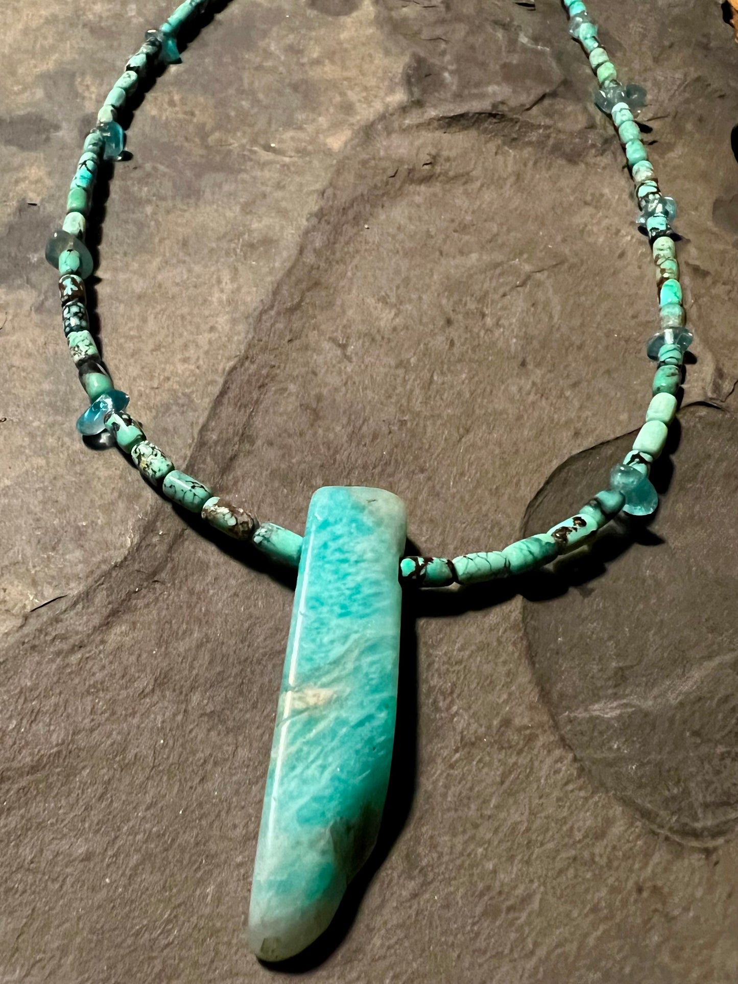 Amazonite Blade on Turquoise Unisex Necklace