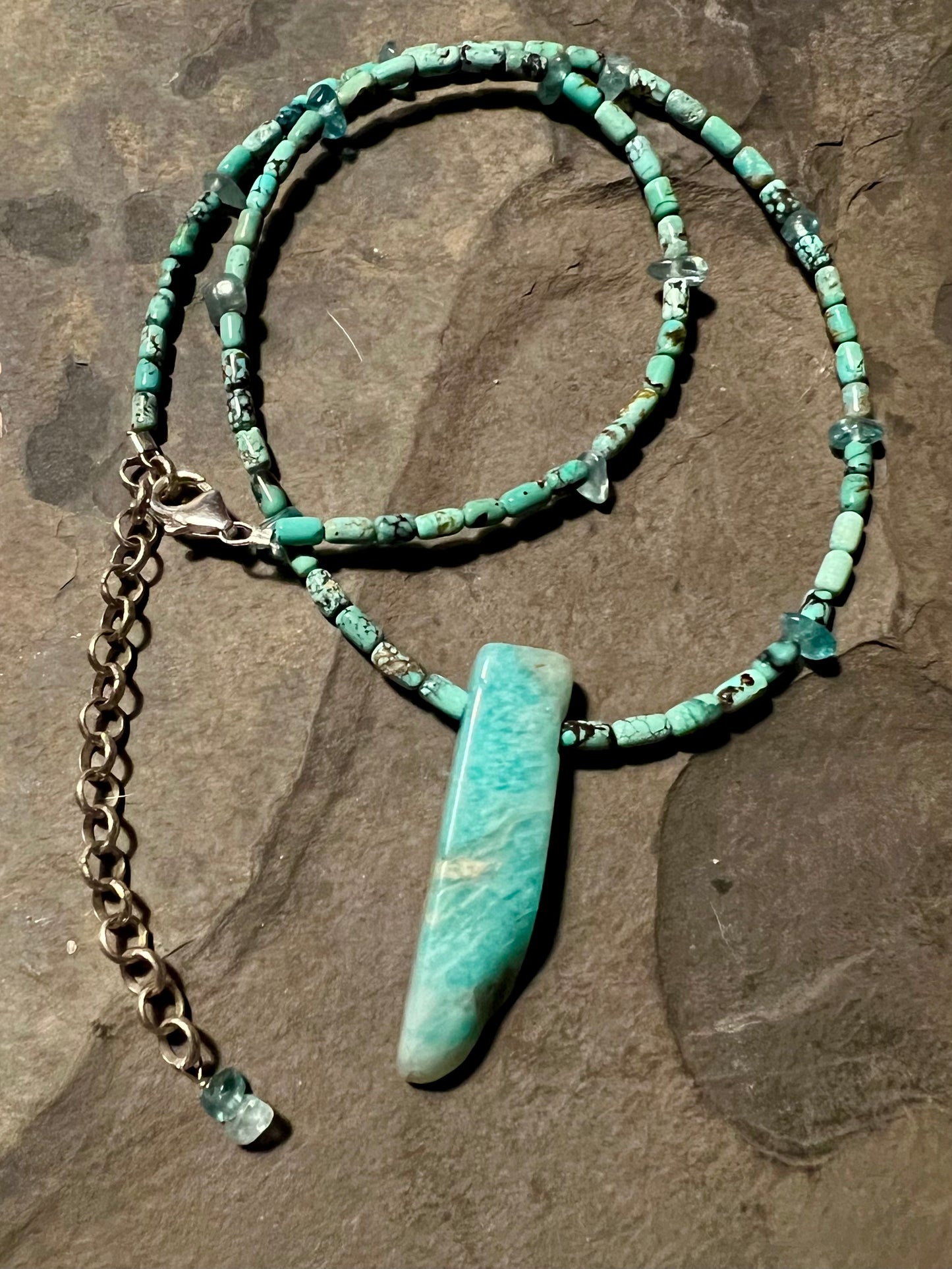 Amazonite Blade on Turquoise Unisex Necklace