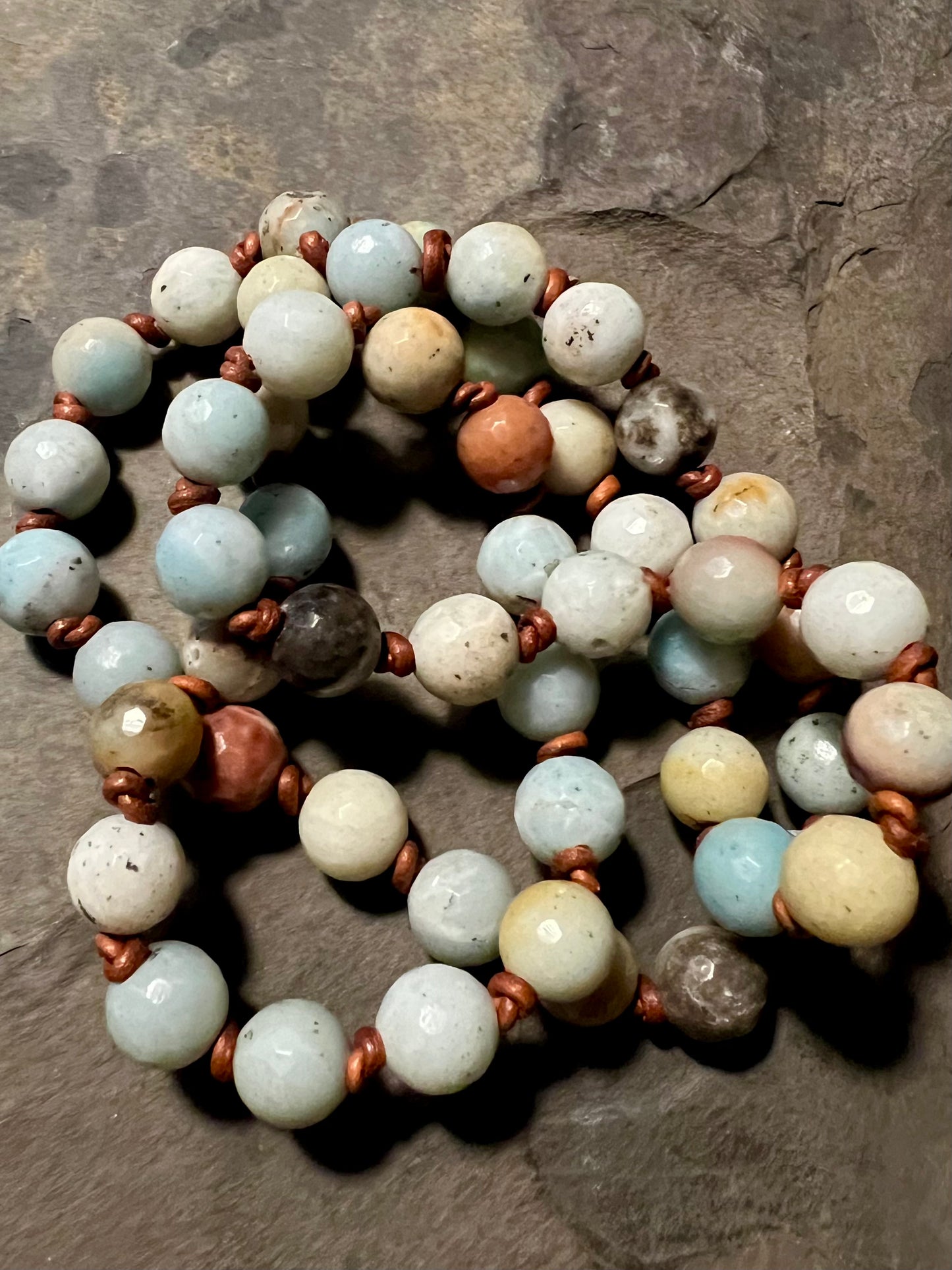 Amazonite on Leather Necklace 24"