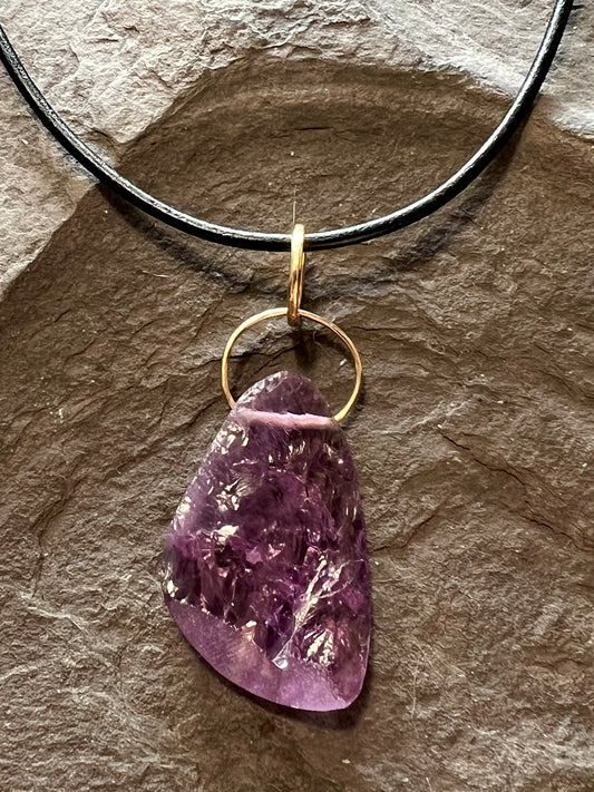 Amethyst Gem Rough Pendant - Minimalist Necklace