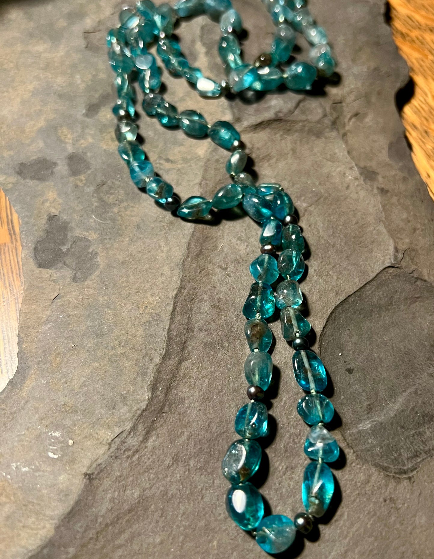 Apatite & Pearl Strand- One of a Kind Necklace