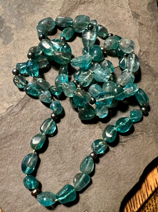 Apatite & Pearl Strand- One of a Kind Necklace