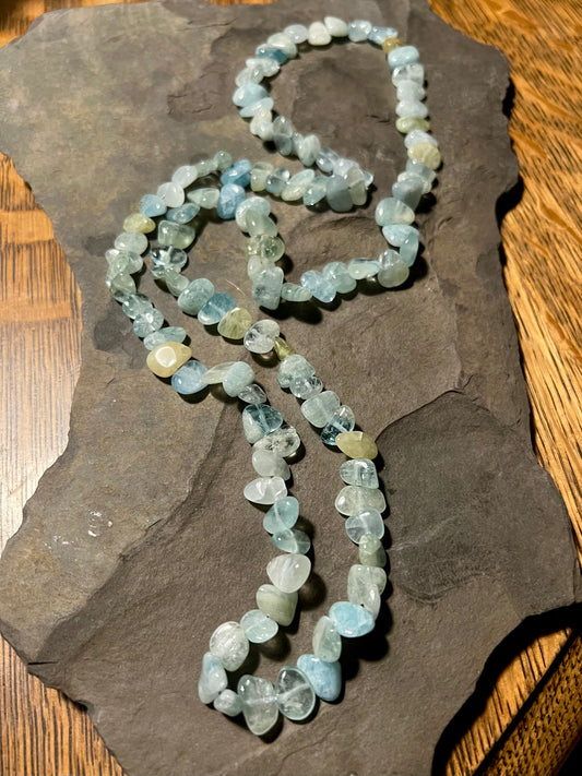 Freeform Aquamarine Strand Necklace
