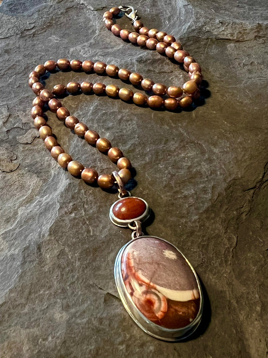 Bird's Eye Jasper Pendant - One of a Kind Necklace