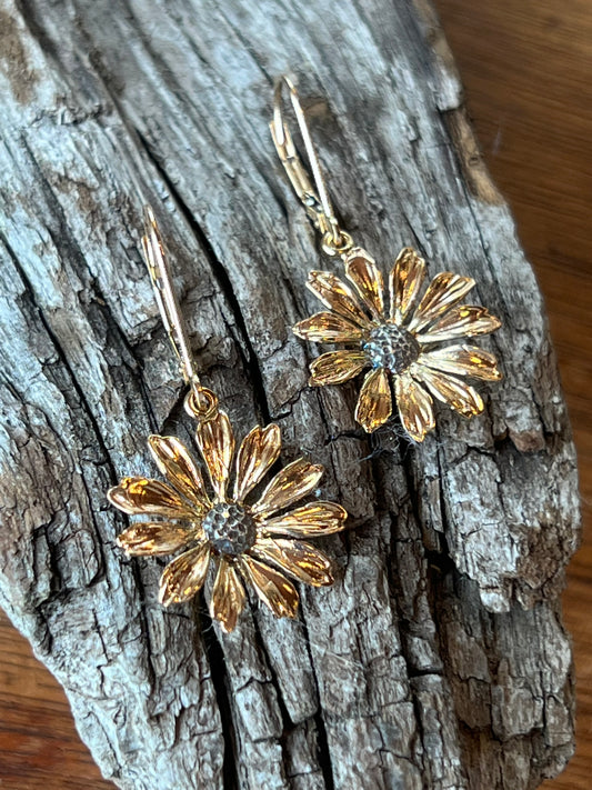 Daisy Girl Black Eyed Susan Earrings in 14K
