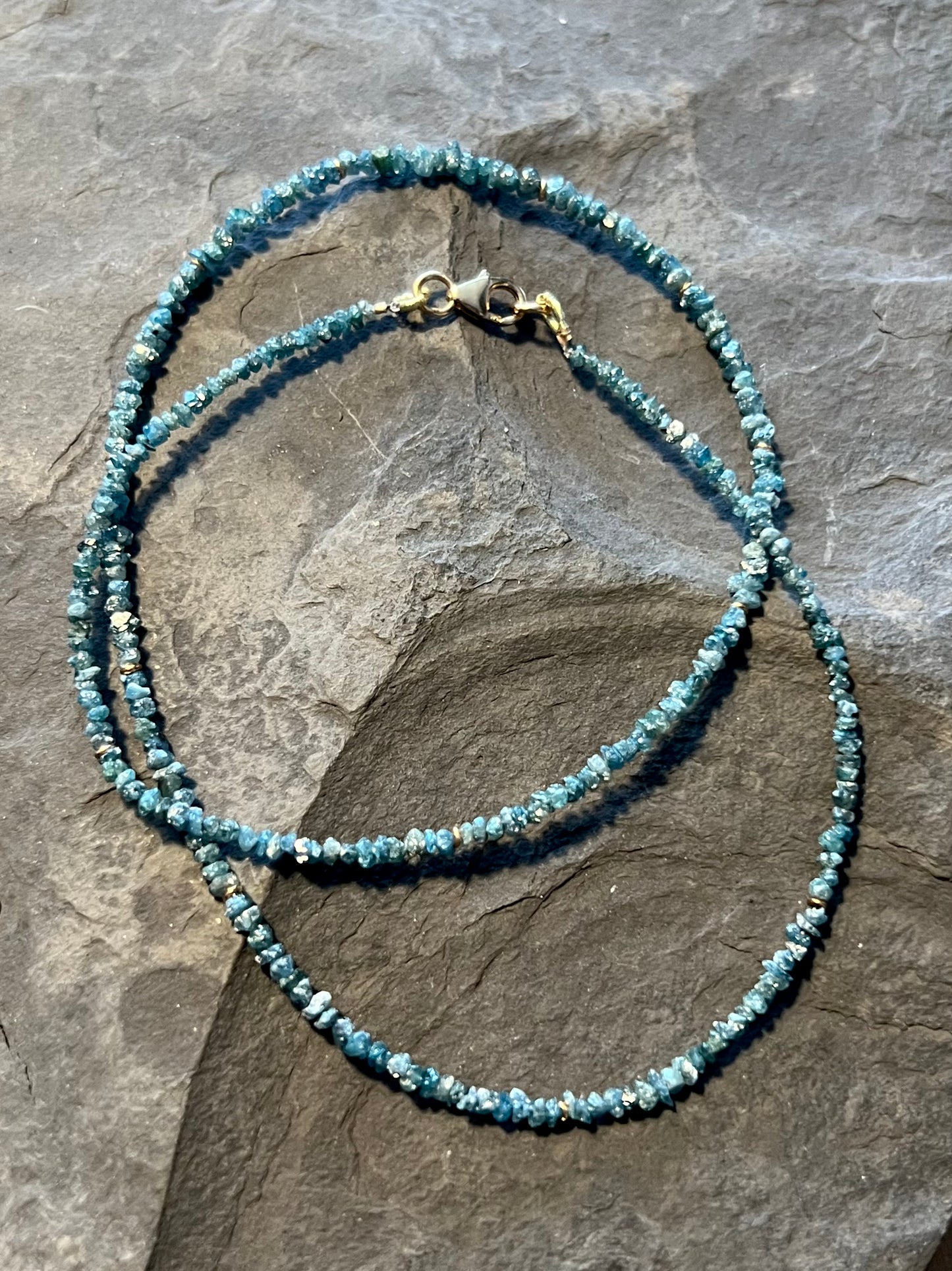 Natural Blue Diamond Strand - Minimalist necklace