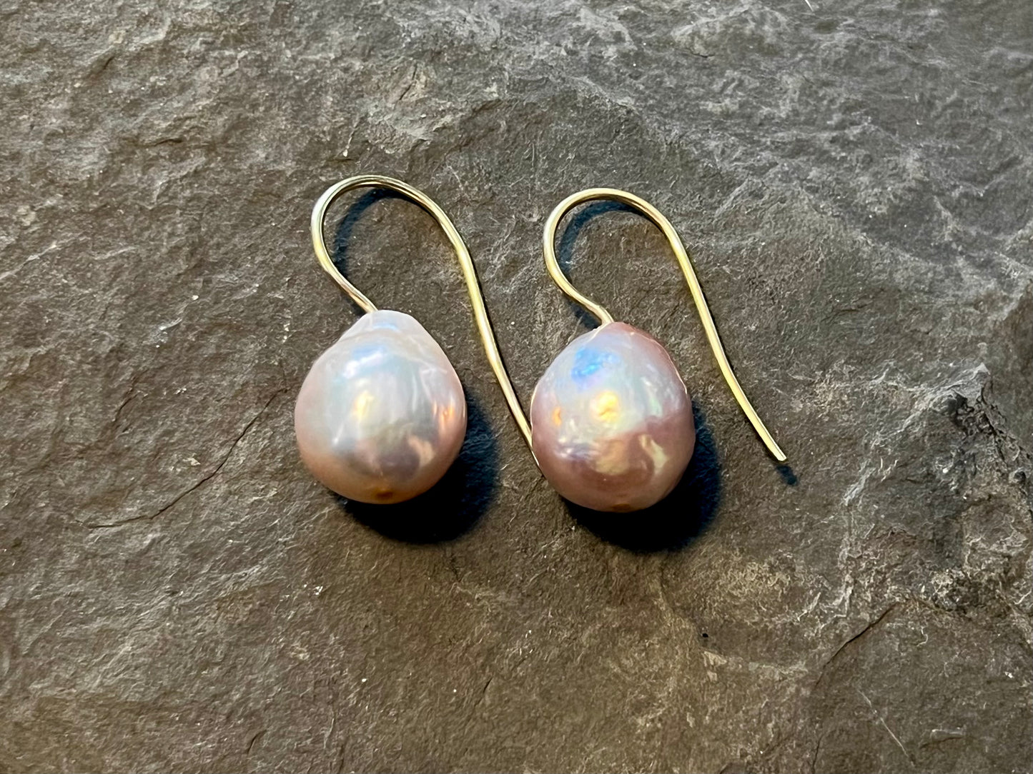 Blush Baroque Pearl Demi-Dangle - Minimalist Earrings