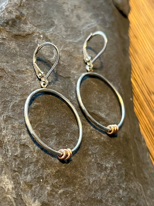 Full Circle  Sterling & Rose Gold - Minimalist Earrings