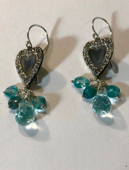 Upcycled Heart Cuff Link Earrings