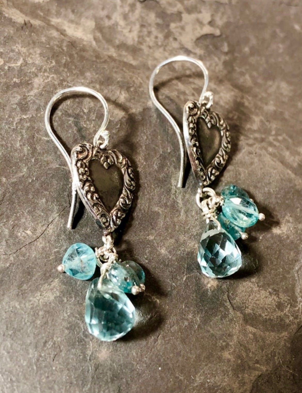 Upcycled Heart Cuff Link Earrings