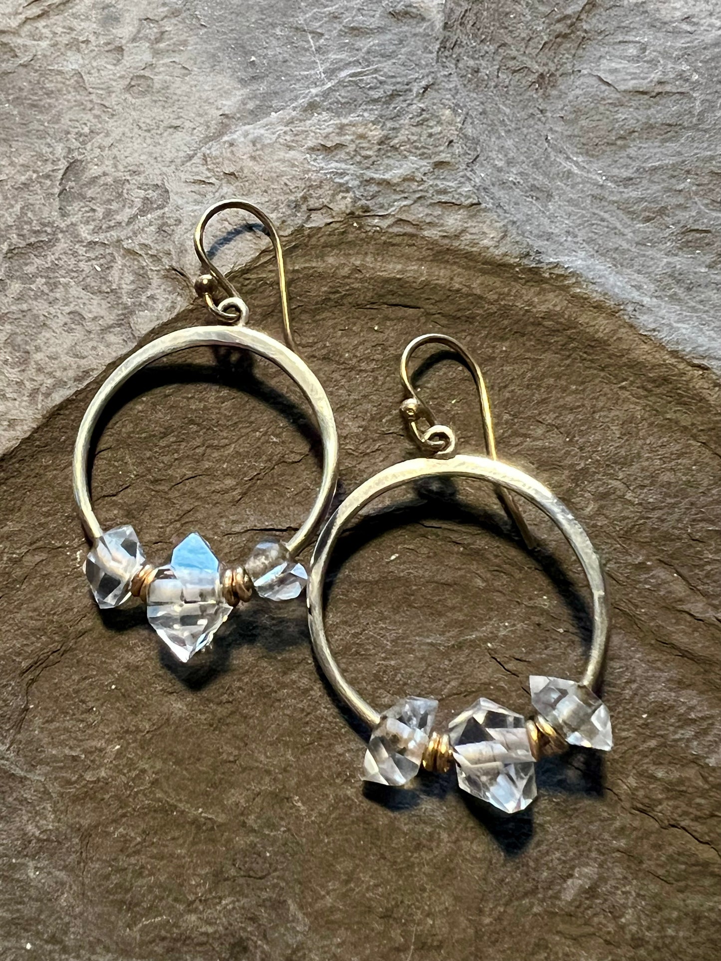Herkimer Diamond Forged Sterling & 14K Hoop Earrings