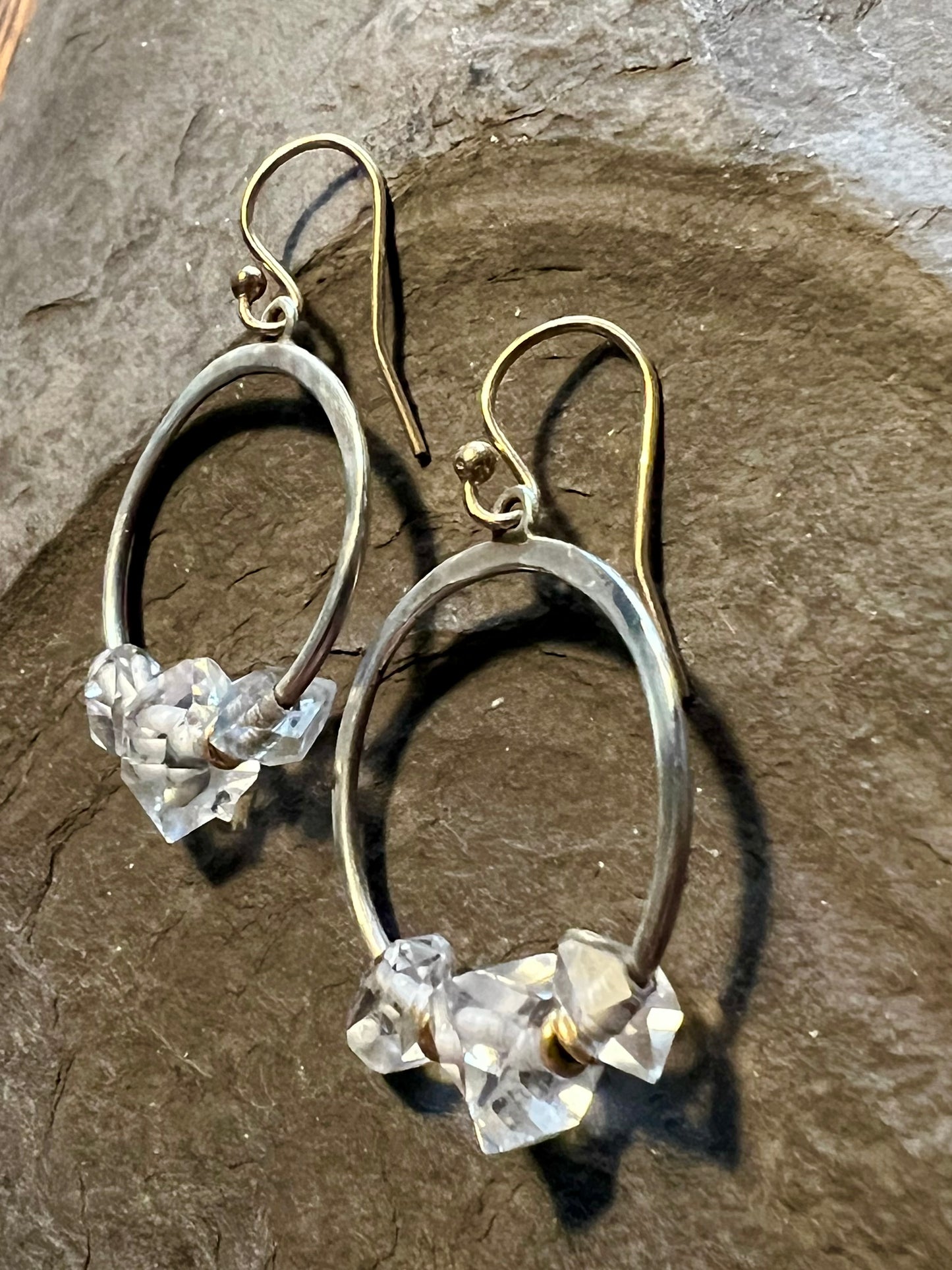 Herkimer Diamond Forged Sterling & 14K Hoop Earrings