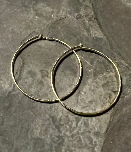 Hammered Hoop 18K Yellow Gold - Minimalist Earrings