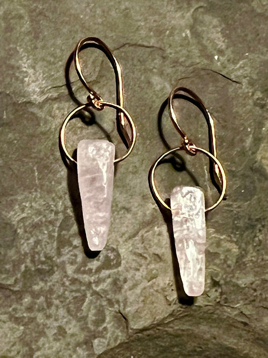 Kunzite 14K Rose Gold Crystal Dangle - One of a Kind Earring