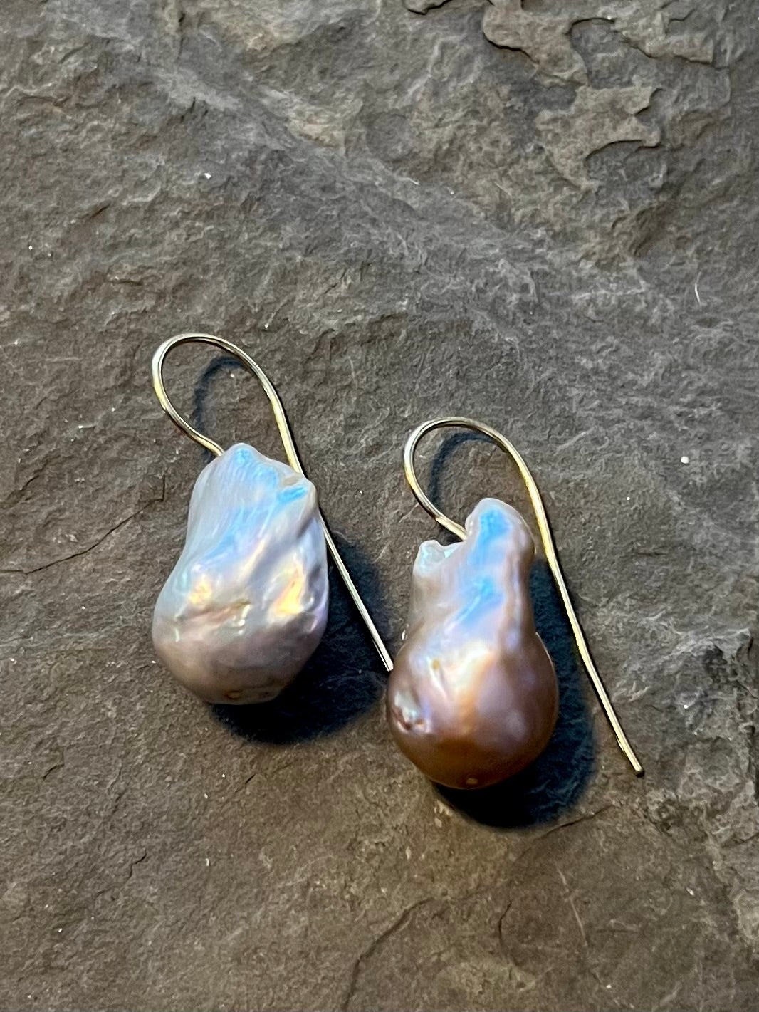 Large Blush Baroque Pearl 14K Demi-Dangle - Minimalist Earrings
