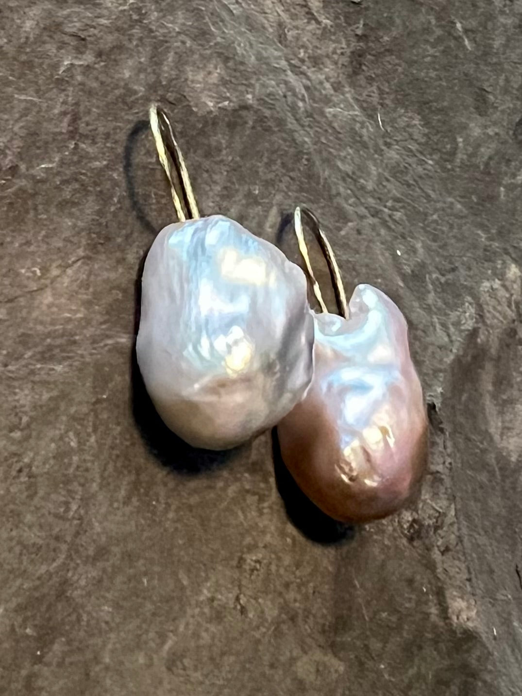 Large Blush Baroque Pearl 14K Demi-Dangle - Minimalist Earrings