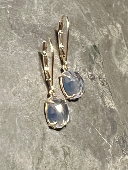 Lavender Quartz 14K Dangle - Minimalist Earrings