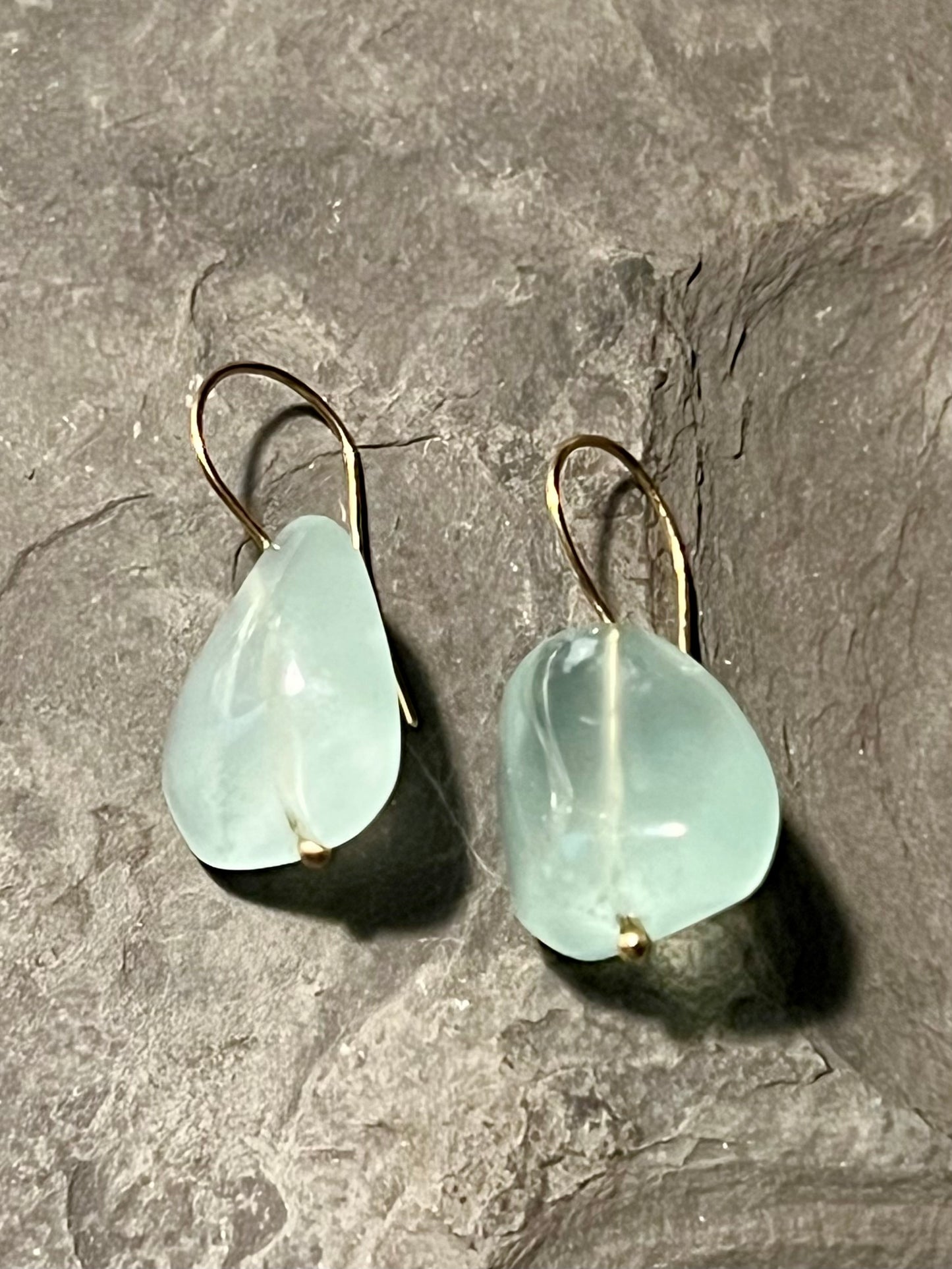Freeform Aquamarine Demi-Dangle - Minimalist Earrings