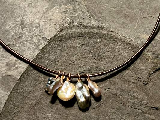 Moon Drop 14K Pearl Choker - Minimalist Necklace