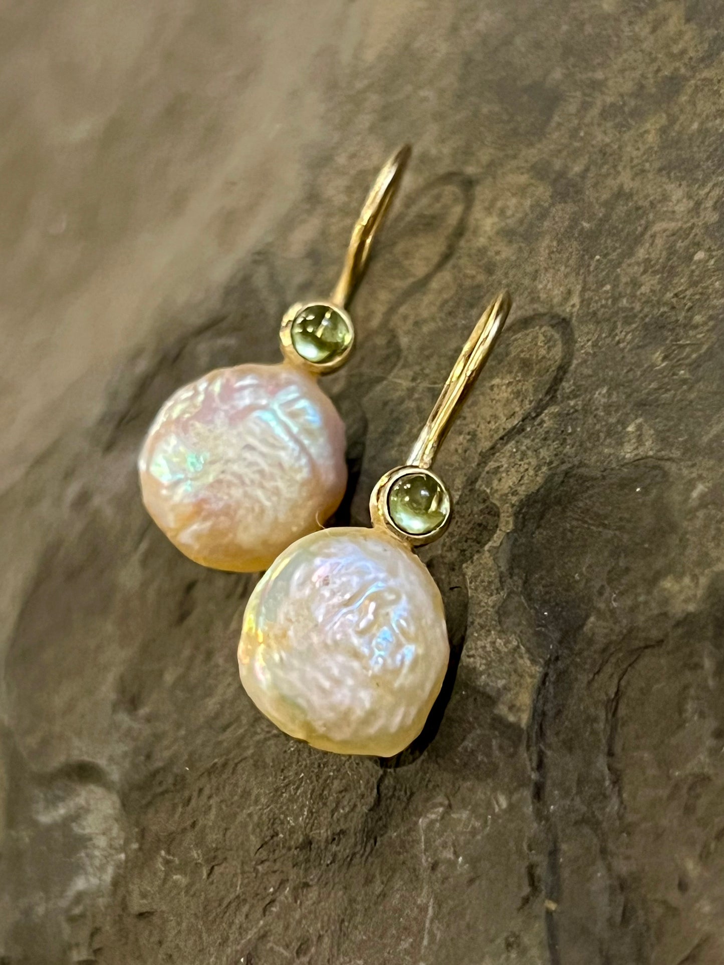 Coin Pearl & Peridot Dangle - Of a Kind Earrings