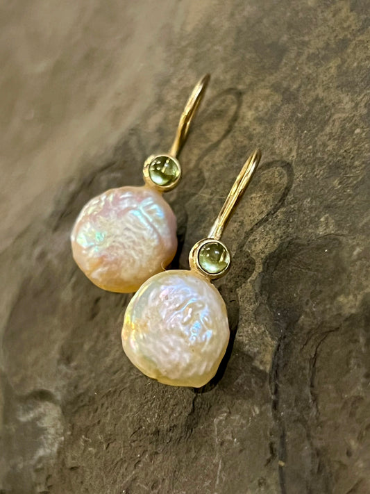 Coin Pearl & Peridot Dangle - Of a Kind Earrings