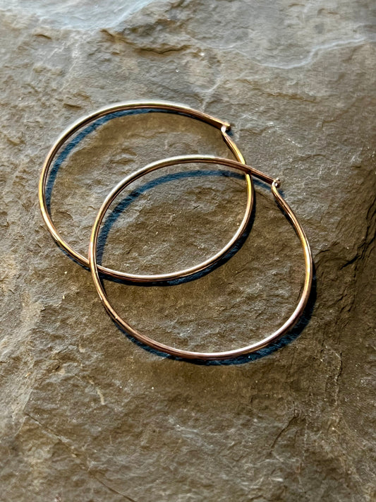Hammered Hoop Rose Gold - Minimalist Earrings