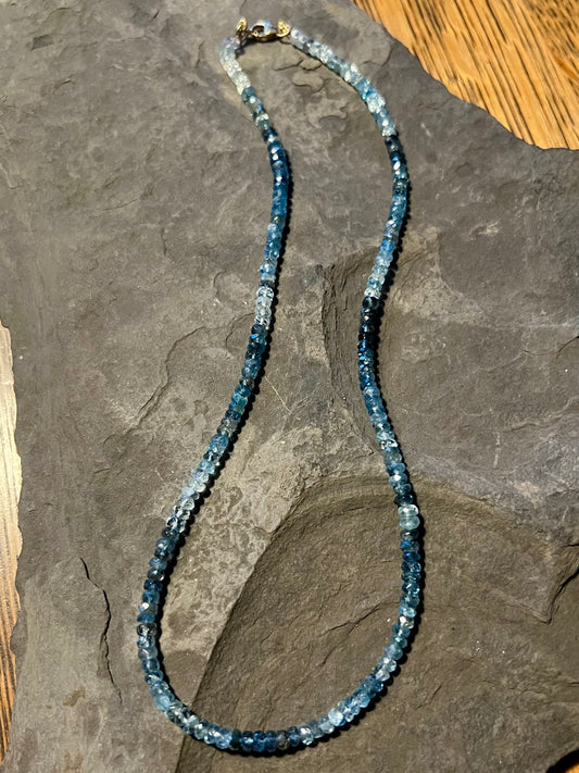 Ombre Denim Sapphire Strand - Minimalist 14K Necklace