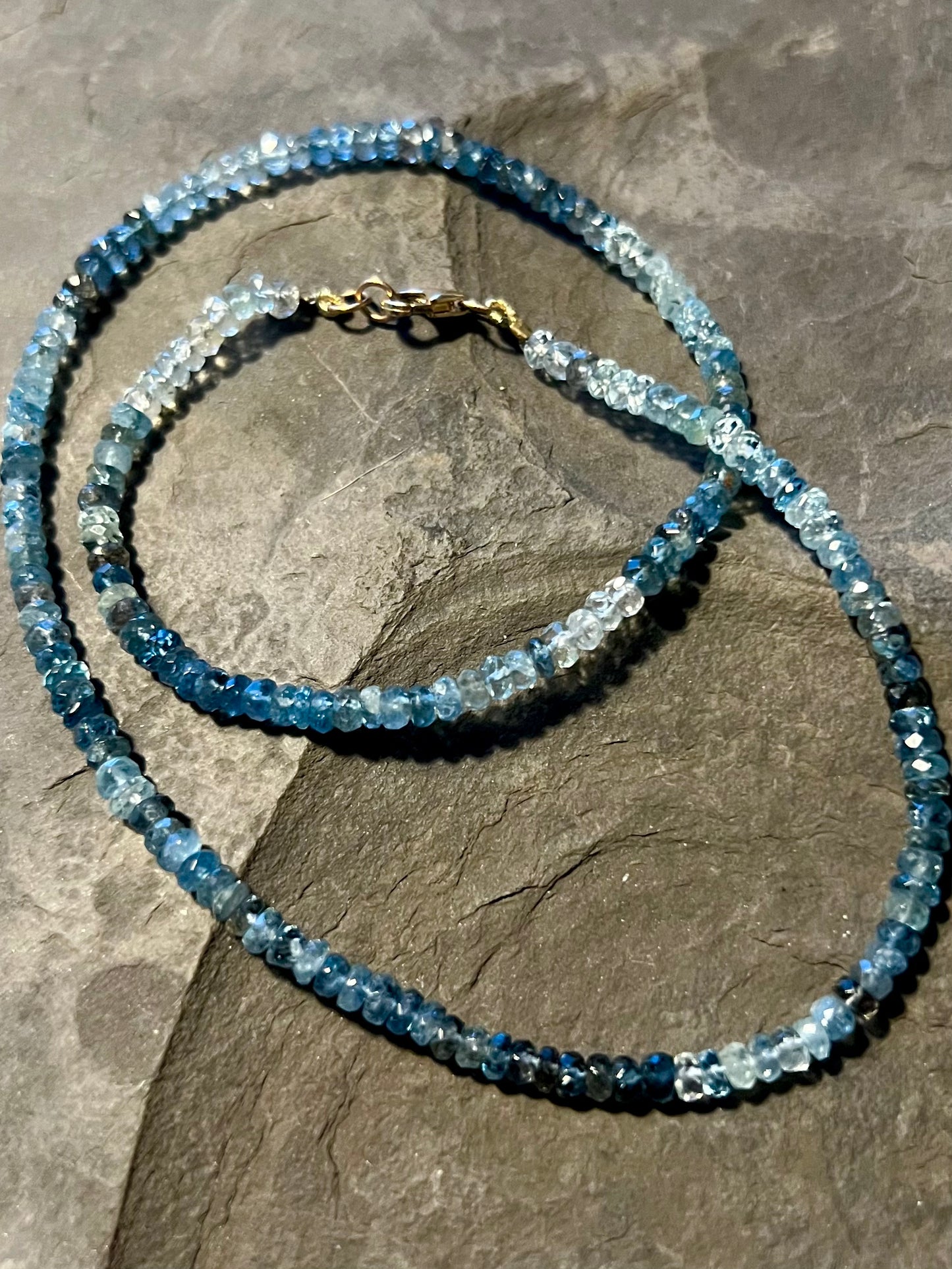 Ombre Denim Sapphire Strand - Minimalist 14K Necklace