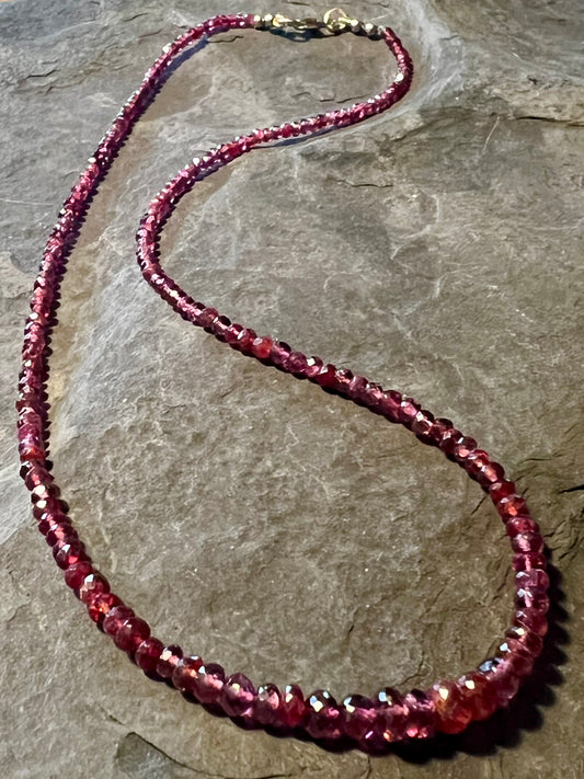 Red Spinel Faceted 14K Choker  - One of a Kind Minimalist Necklace