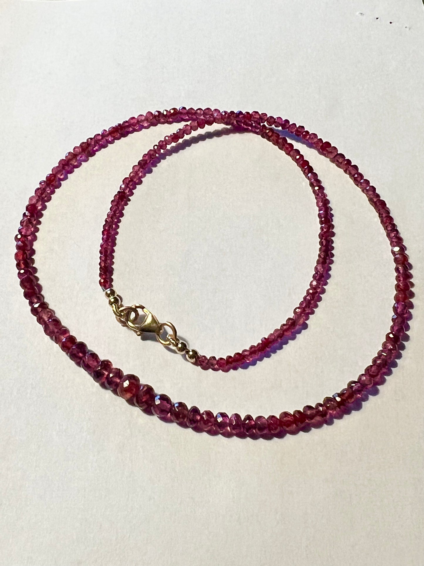 Red Spinel Faceted 14K Choker - One of a Kind Minimalist Necklace