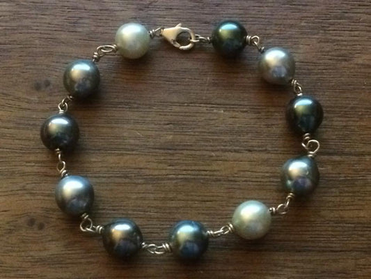 Stormy Tahitian Pearl 14K Bracelet - One of a Kind