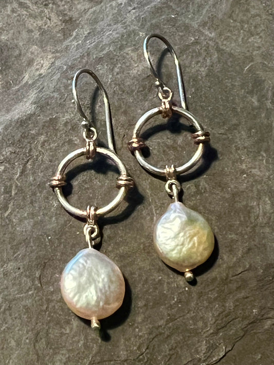 True North Sterling & 14K Coin Pearl Earrings