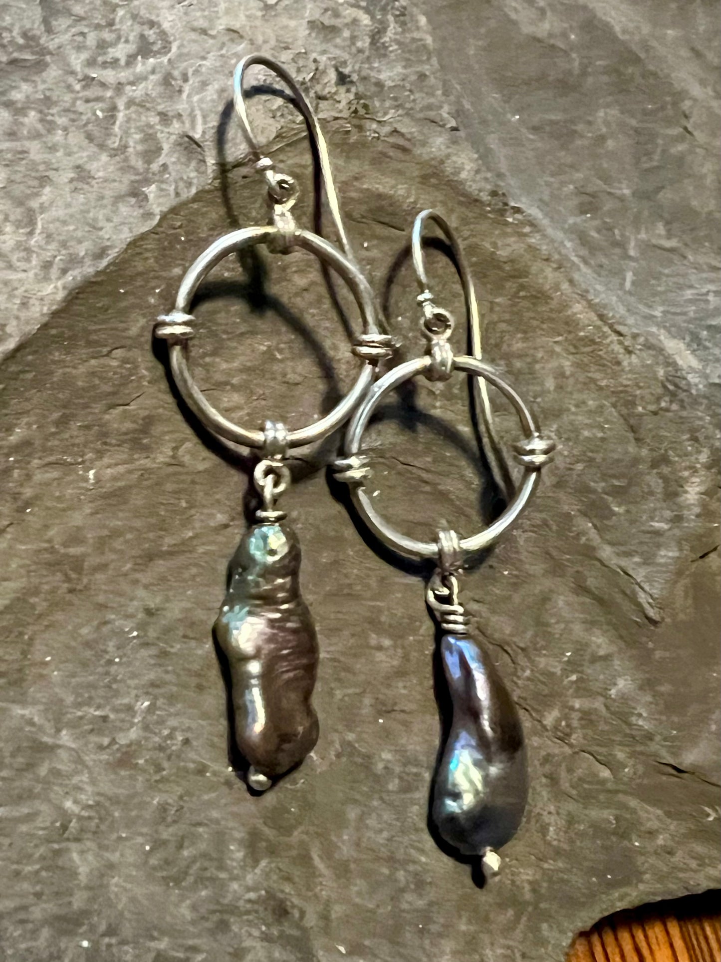 True North Peacock Pearl Sterling & 14K - One of a Kind Earrings