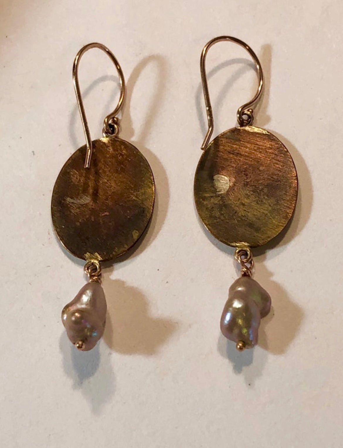 Upcycled Victorian Hand Engraved Rose Gold Cuff Link Earrings